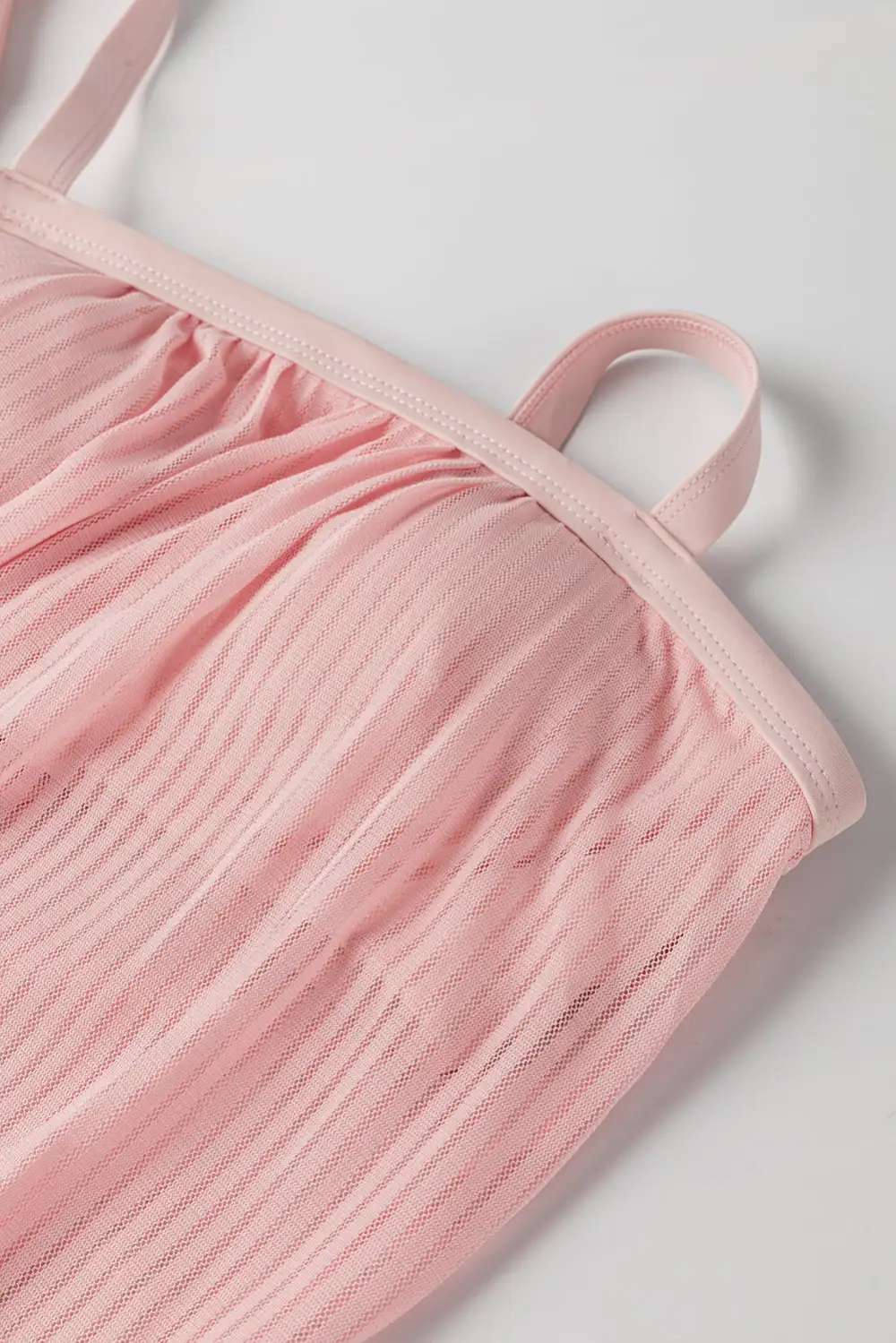 Striped Mesh Knotted Hem Tankini Swim Set