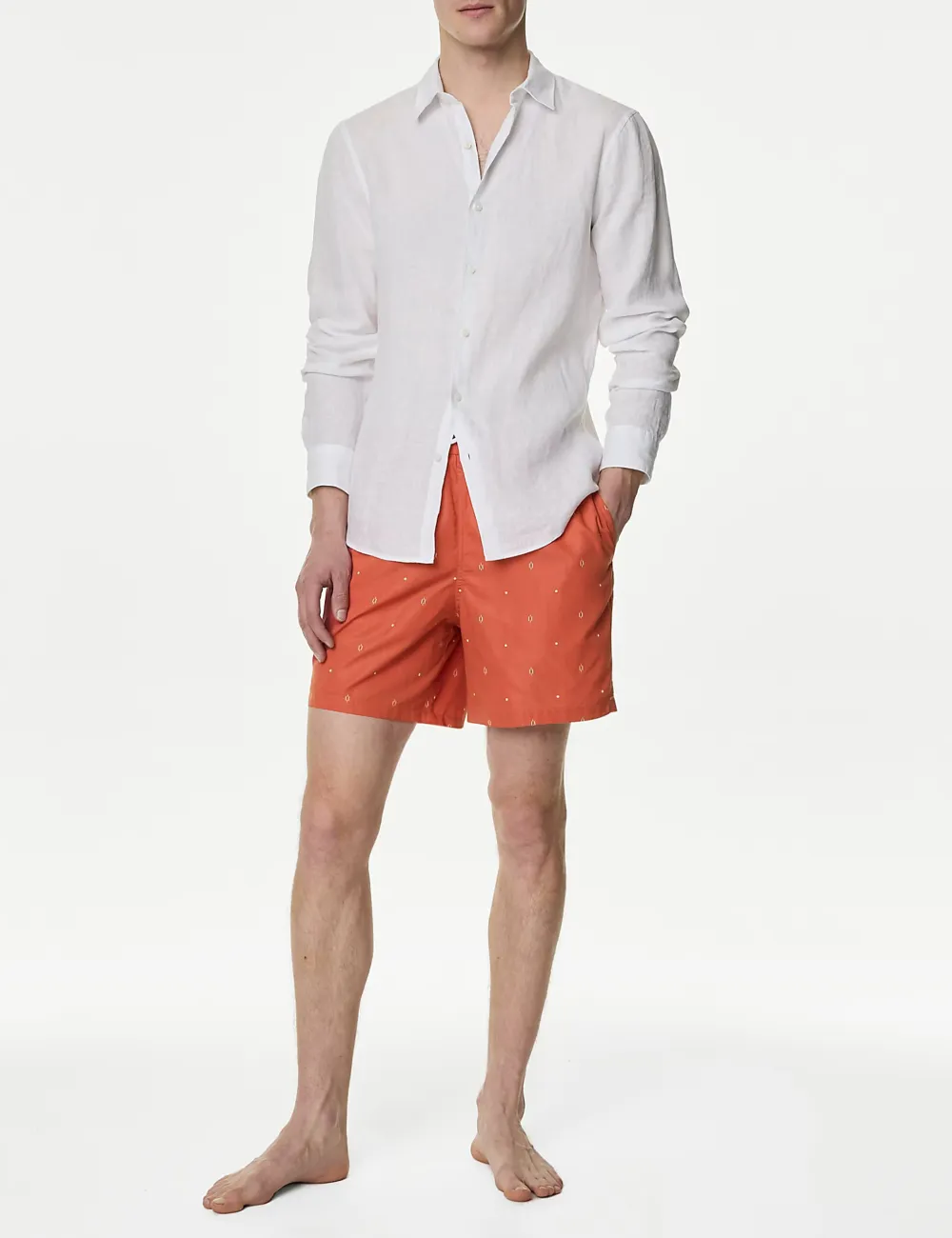 Orange Geometric Swim Shorts