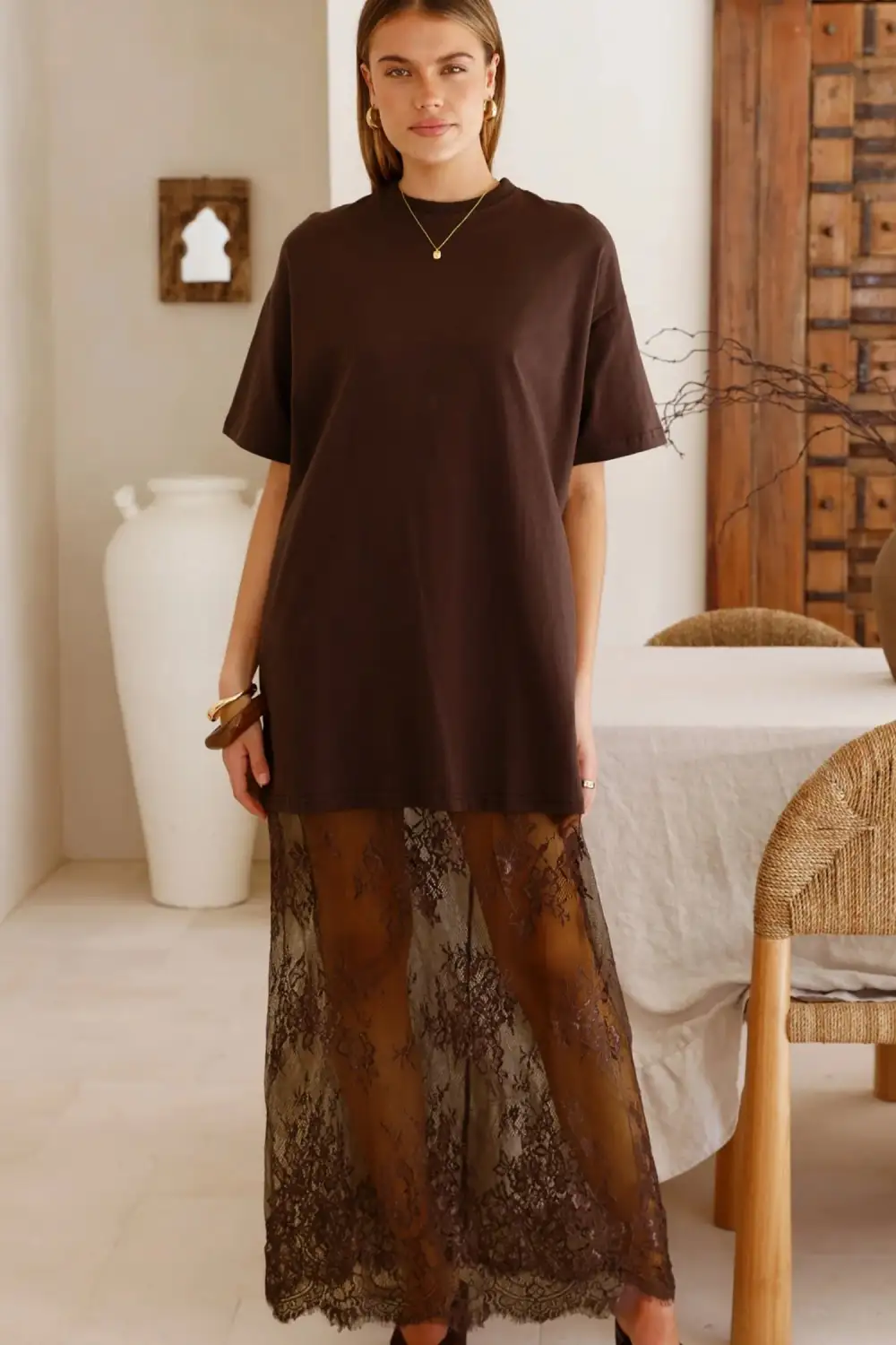 Textured Detail Floral Patchwork Short Sleeve Maxi Dress