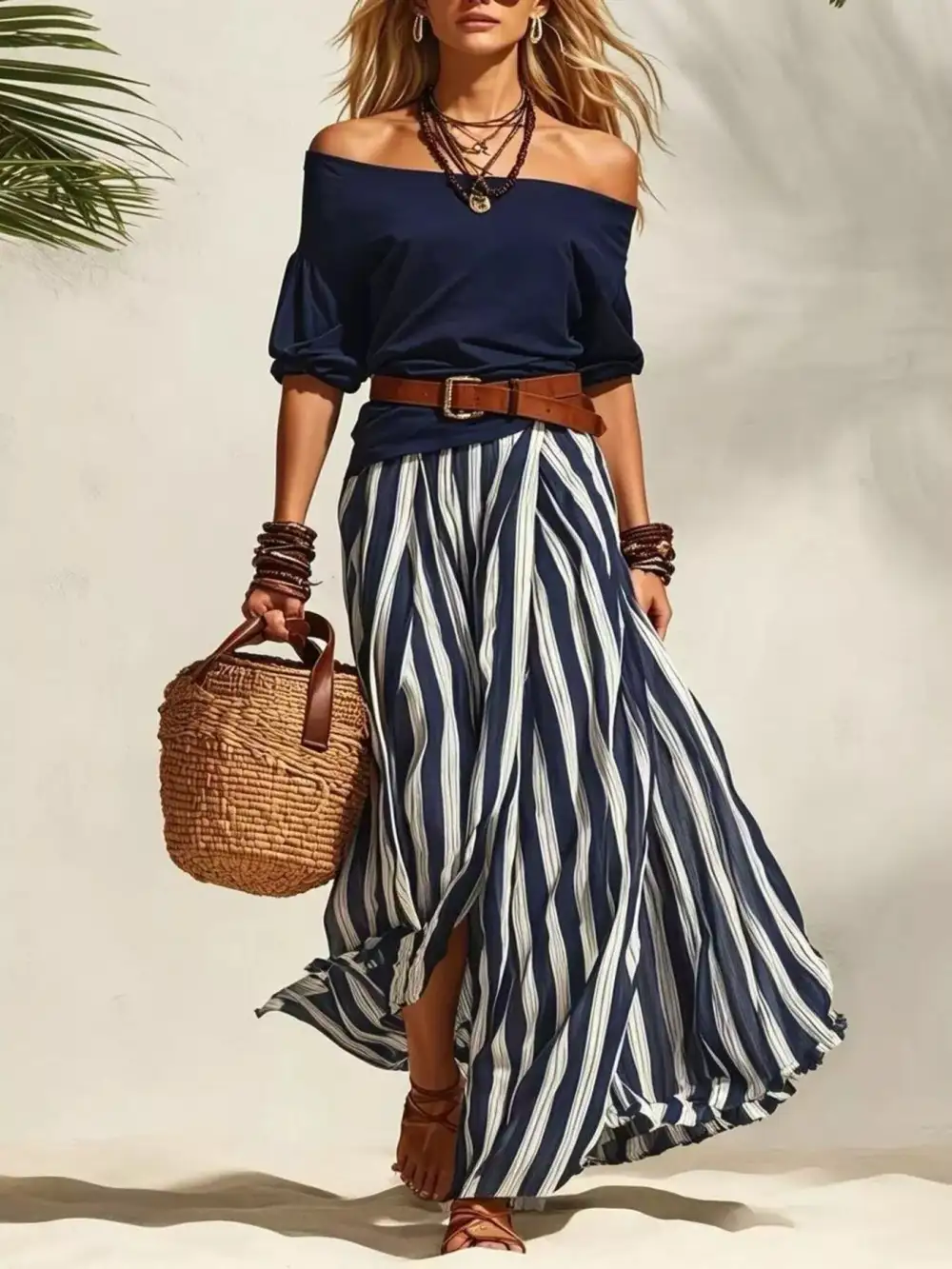 Off Shoulder Top and Maxi Skirt Set