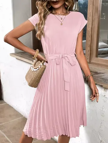 Classic Refined Women's Pleated Midi Dress