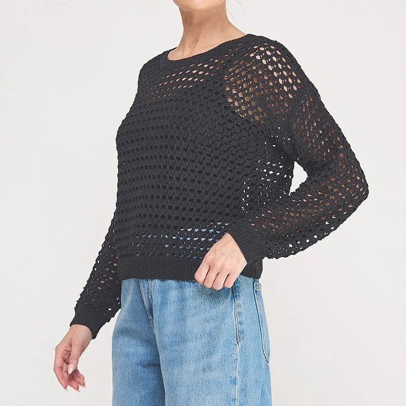 Relaxed Open Knit Sweater Top