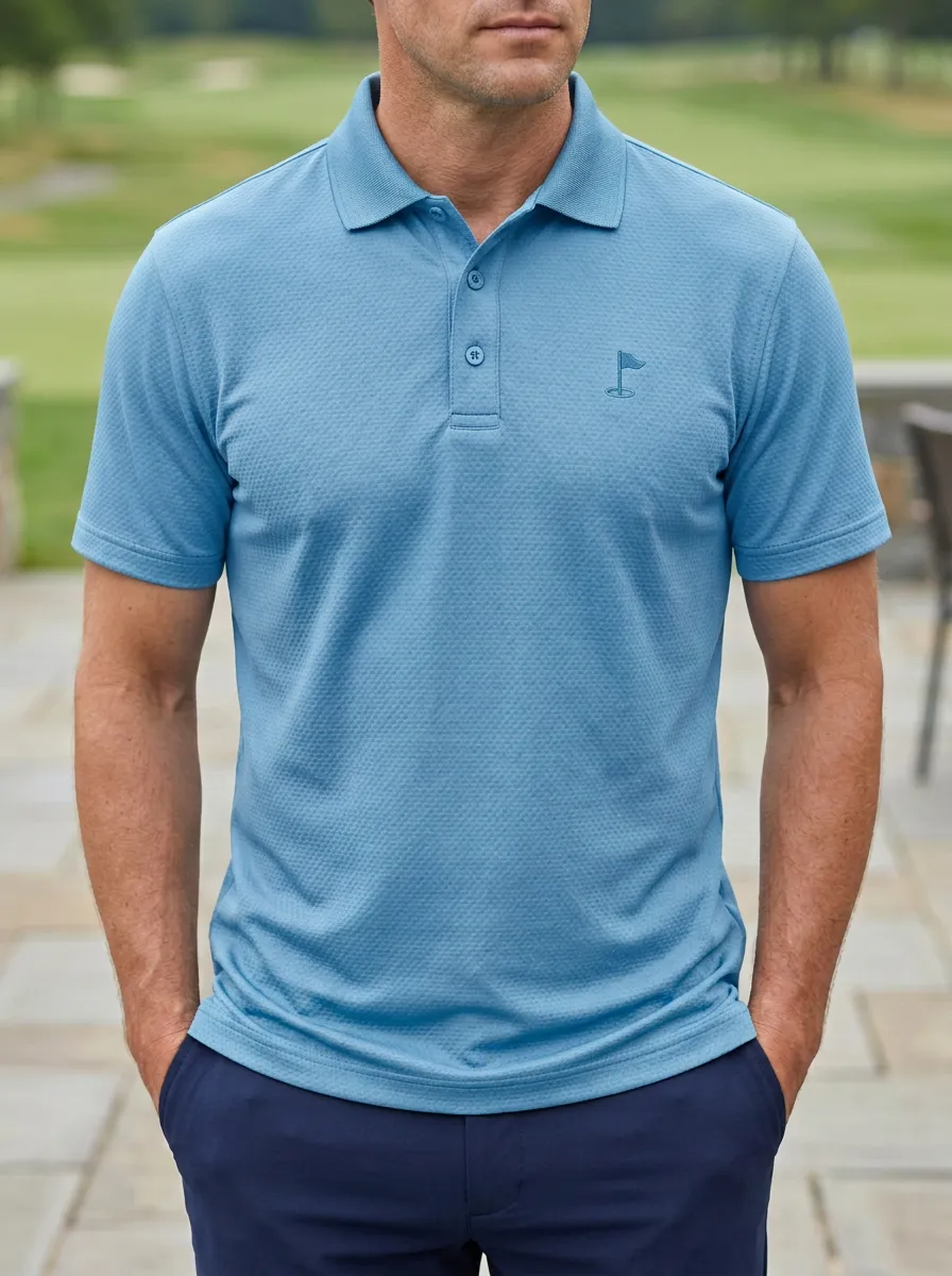 Weekend Flag-Motif Embroidered Golf Polo Shirt