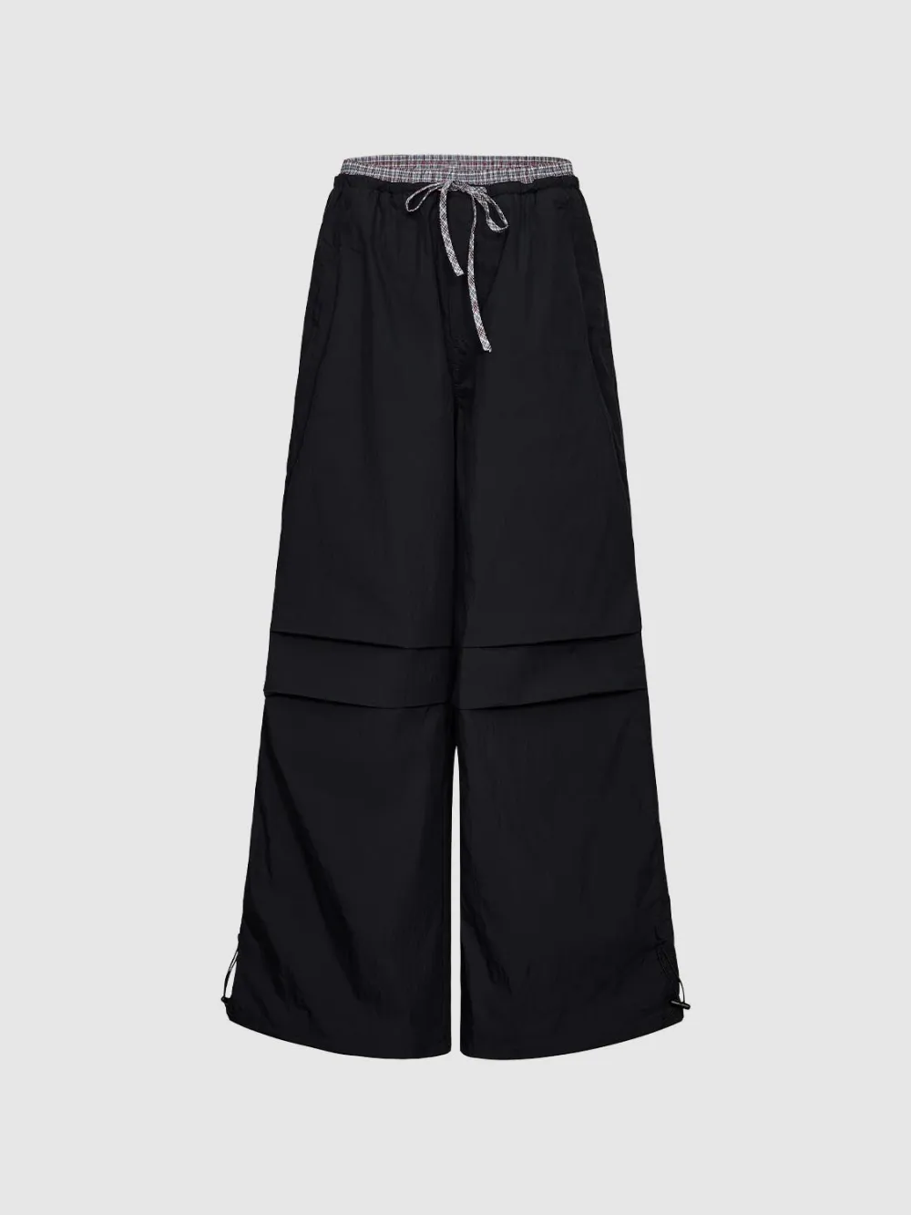 Women's Black And Blue Checkered Wide-Leg Pants With A Casual Style