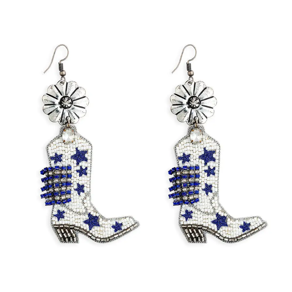 Chic Sculpted Artful Star Beaded Earrings