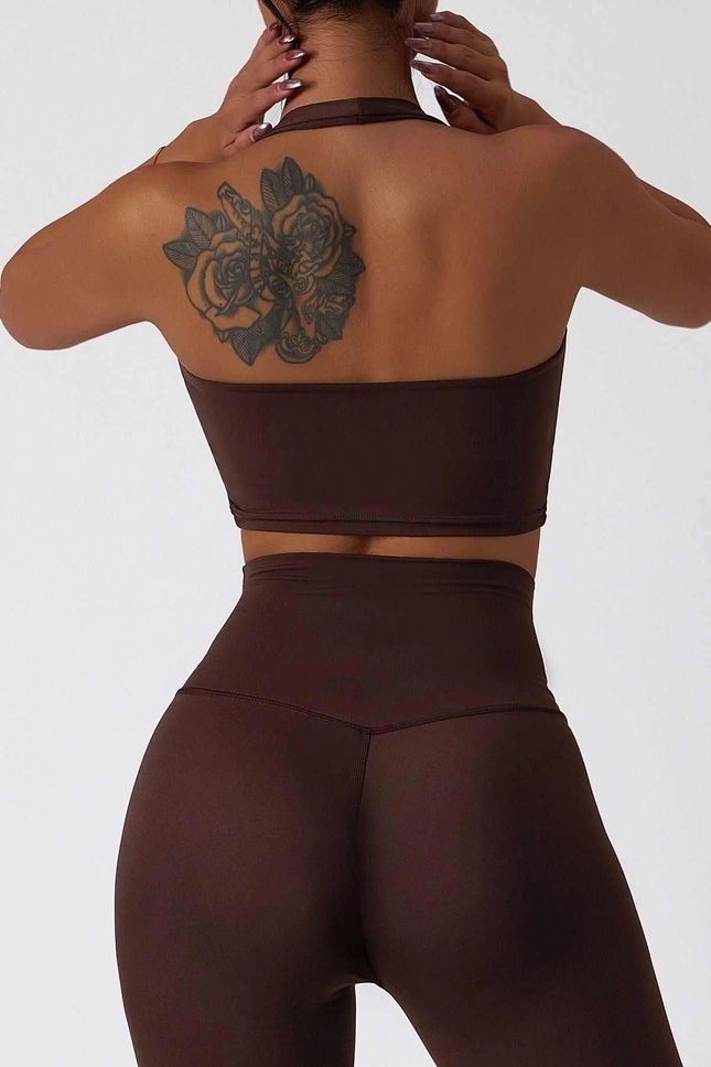 Halter Neck Backless Sports Bra