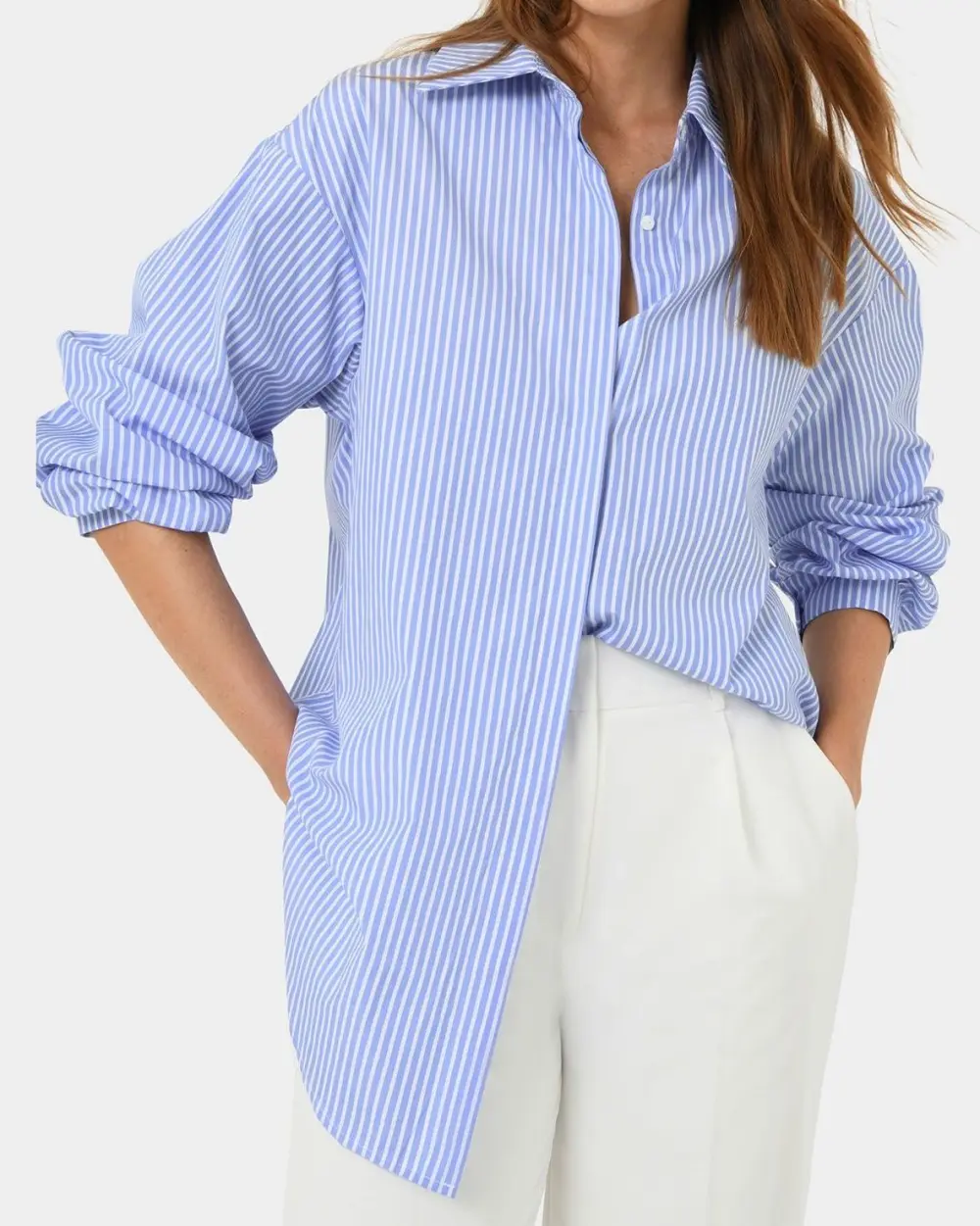 Stripe Shirt -Blue & Ivory Striped Pattern