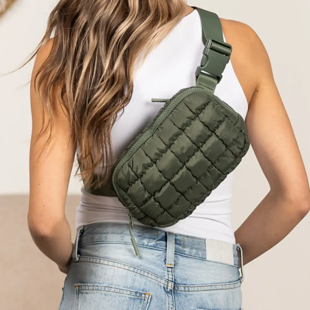 Quilted Puffer Sling Crossbody Belt Bag