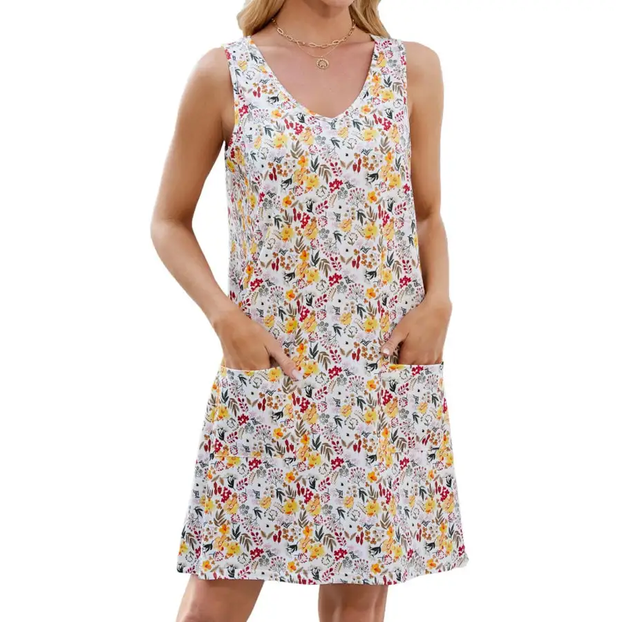 V-Neck Sleeveless Mini Dress with Pockets