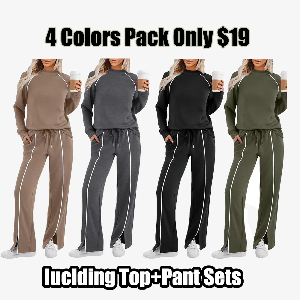 Women's 2 Piece Lounge Set  Wide Leg Pant Matching Sets