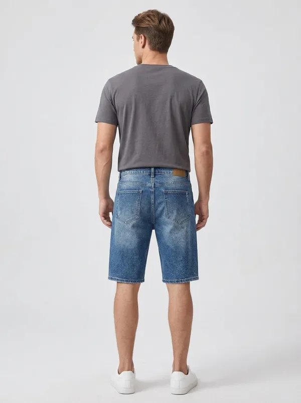 Men's Urban Distressed Raw Hem Street Inspired Distressed Denim Shorts