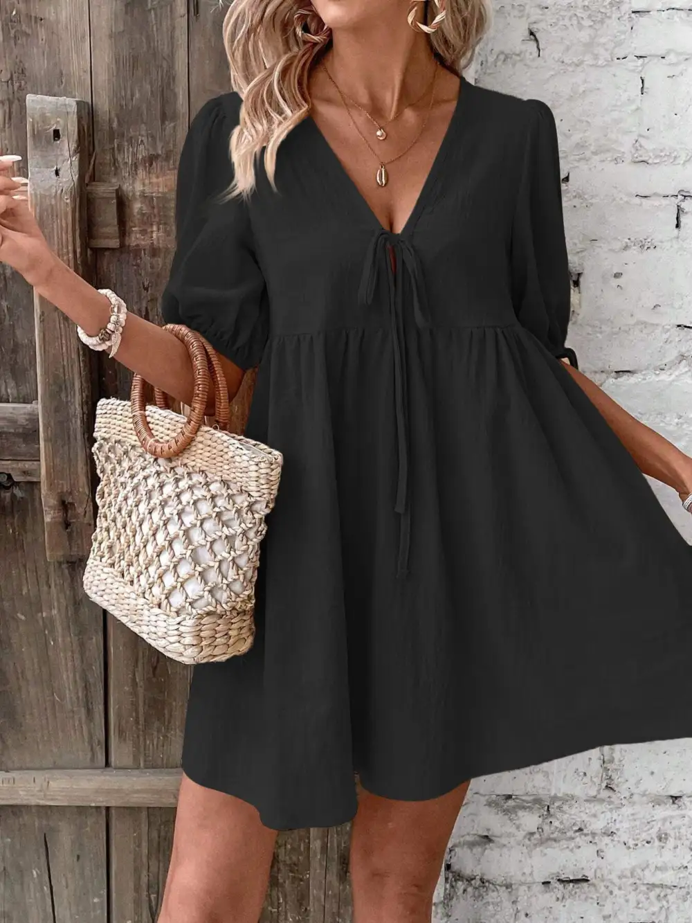 Puff Sleeve Mini Dress
