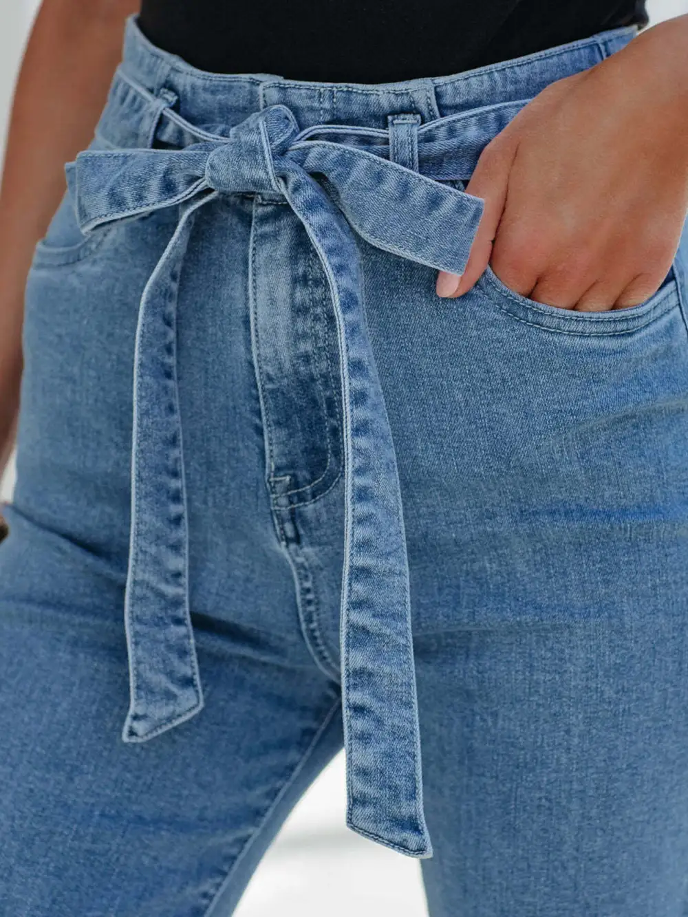 Textured High Waist Flare Leg Denim Jeans