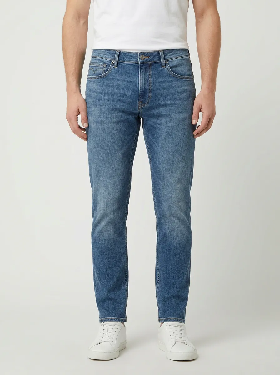 Clean Line Straight Leg Stretch Denim Trousers