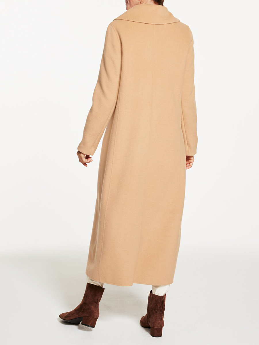 Women'S Double Sided Wool Blend Comfortable Shawl Collar Long Coat
