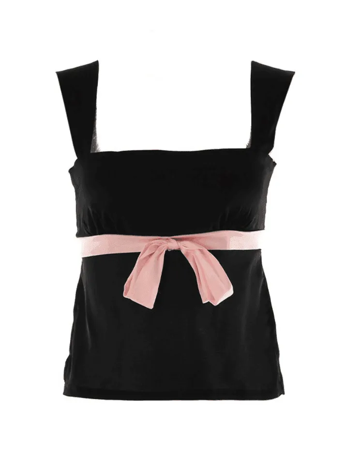 Backless Lace Lace-Up Slim-Fit Tank Top