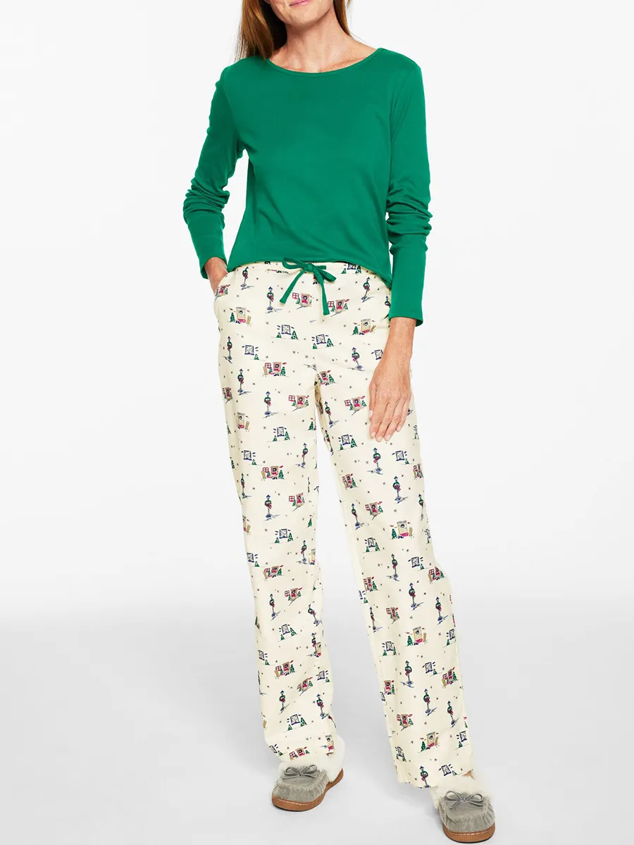 Women'S Stylish Dark Green Contrast Christmas Print Loungewear Set