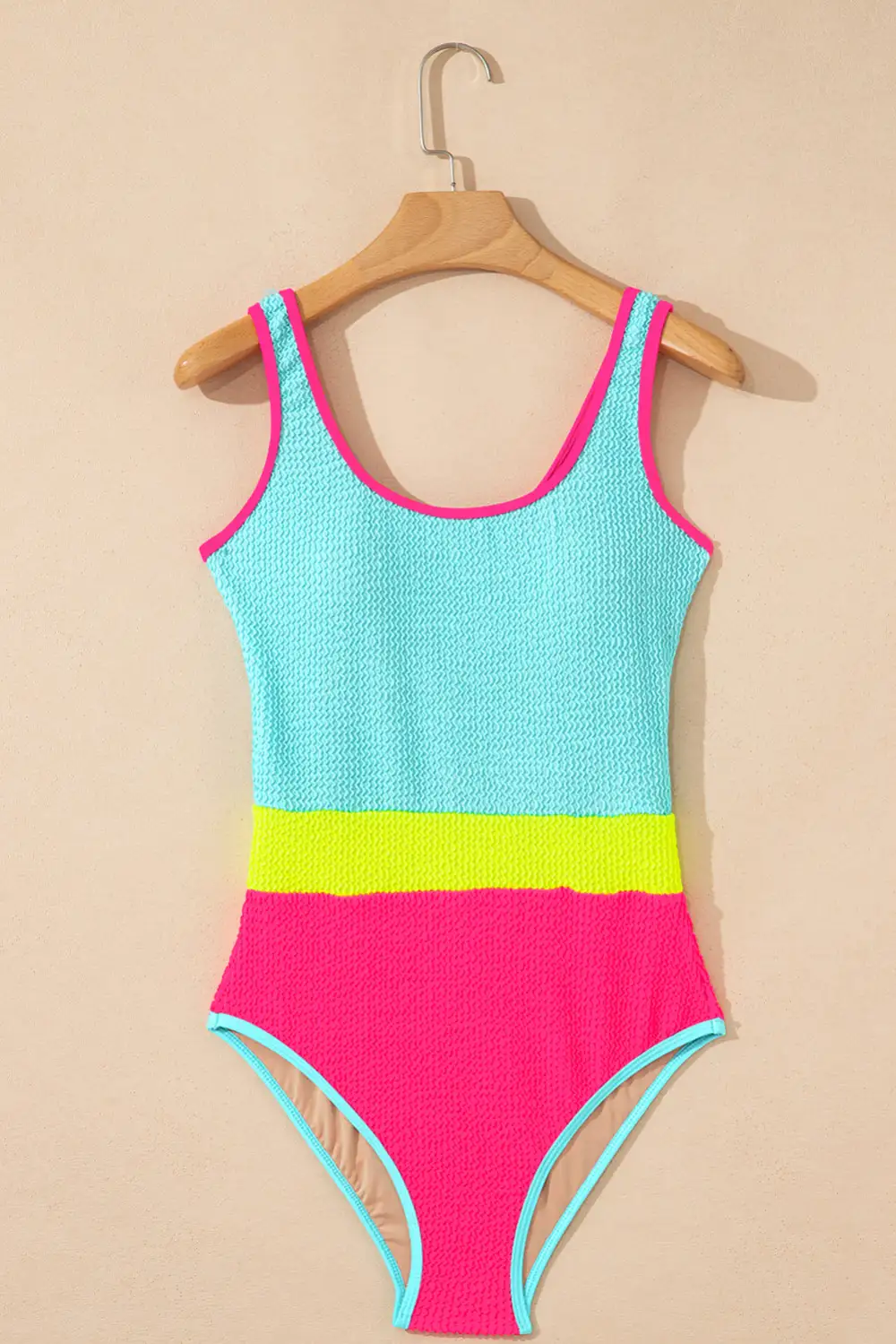 Iceland Textured Blocked Pattern One Piece Swimsuit