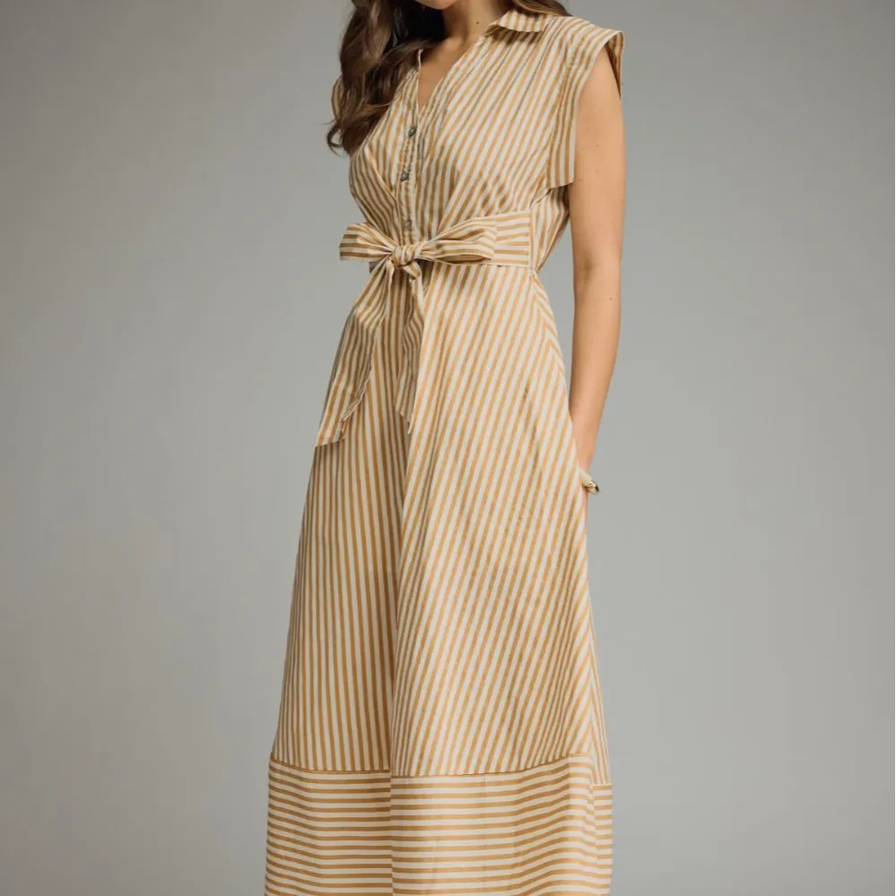 Self Tie Detail Striped Dress