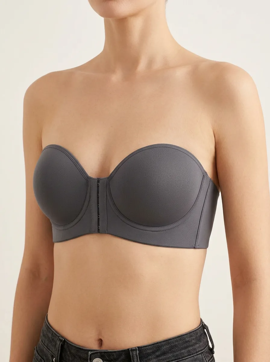 Women's Underbust-Seam Structured-Cup Front-Closure Strapless Bra
