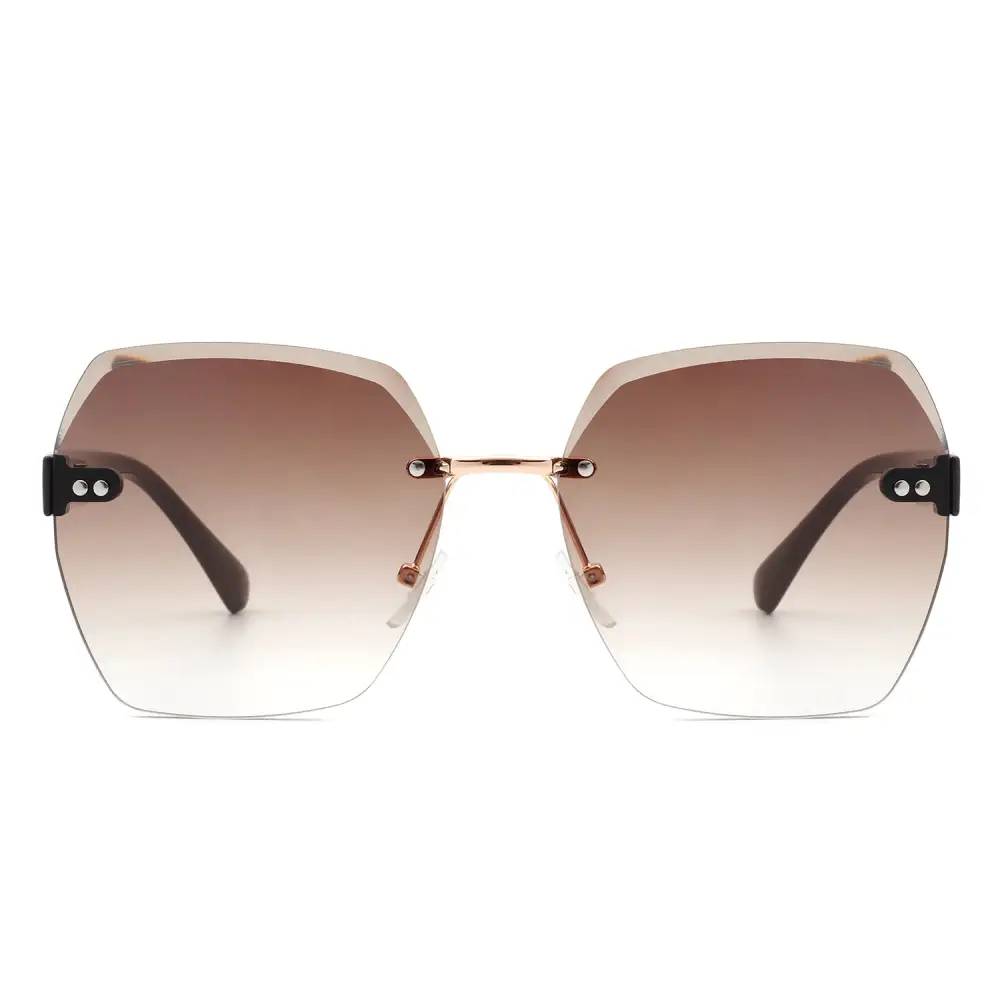 Rhinestone Square Rimless Frame Sunglasses