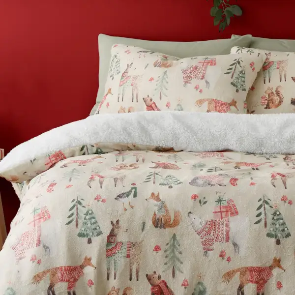 Reversible Check Sherpa Fleece Duvet Cover Set
