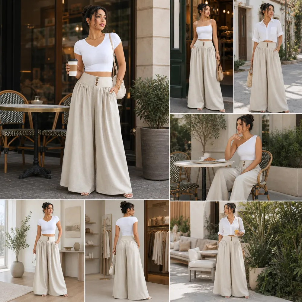 Women's High-Waisted Wide-Leg Palazzo Pants