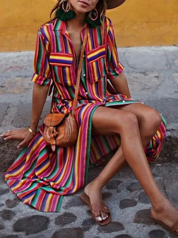 Sleeves Long Shirt Maxi Dress