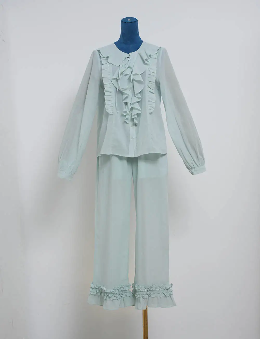 Casual Elastic Waist Ruffle Hem Wide Leg Pants