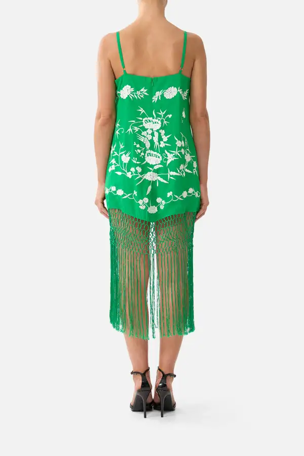 Relaxed Mini Dress with Fringing