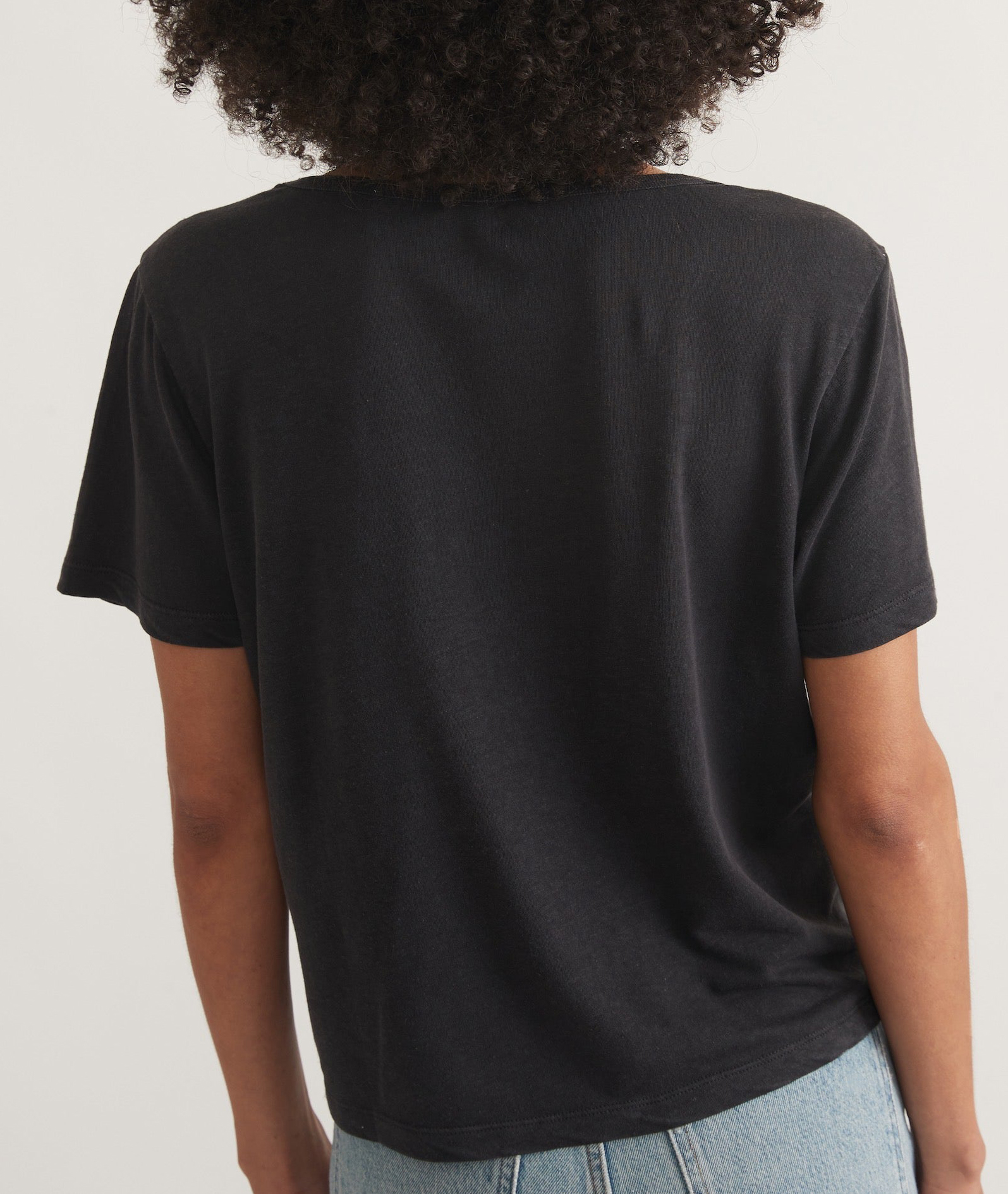 Black V-Neck Basic Tee