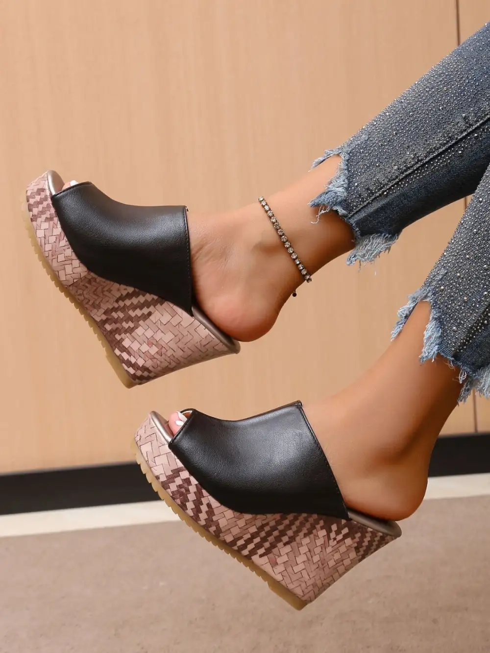 Pu Leather High Heel Sandals