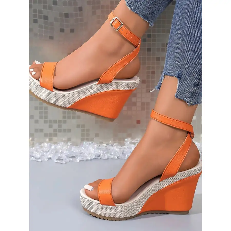 Platform Wedge Sandals with Ankle Strap