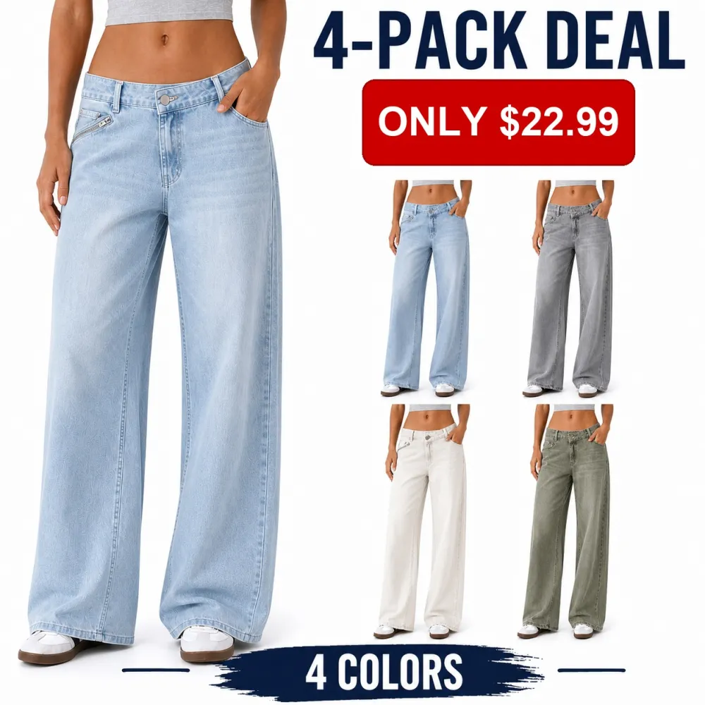 Women's Asymmetric Low-Rise Baggy Wide Leg Jeans