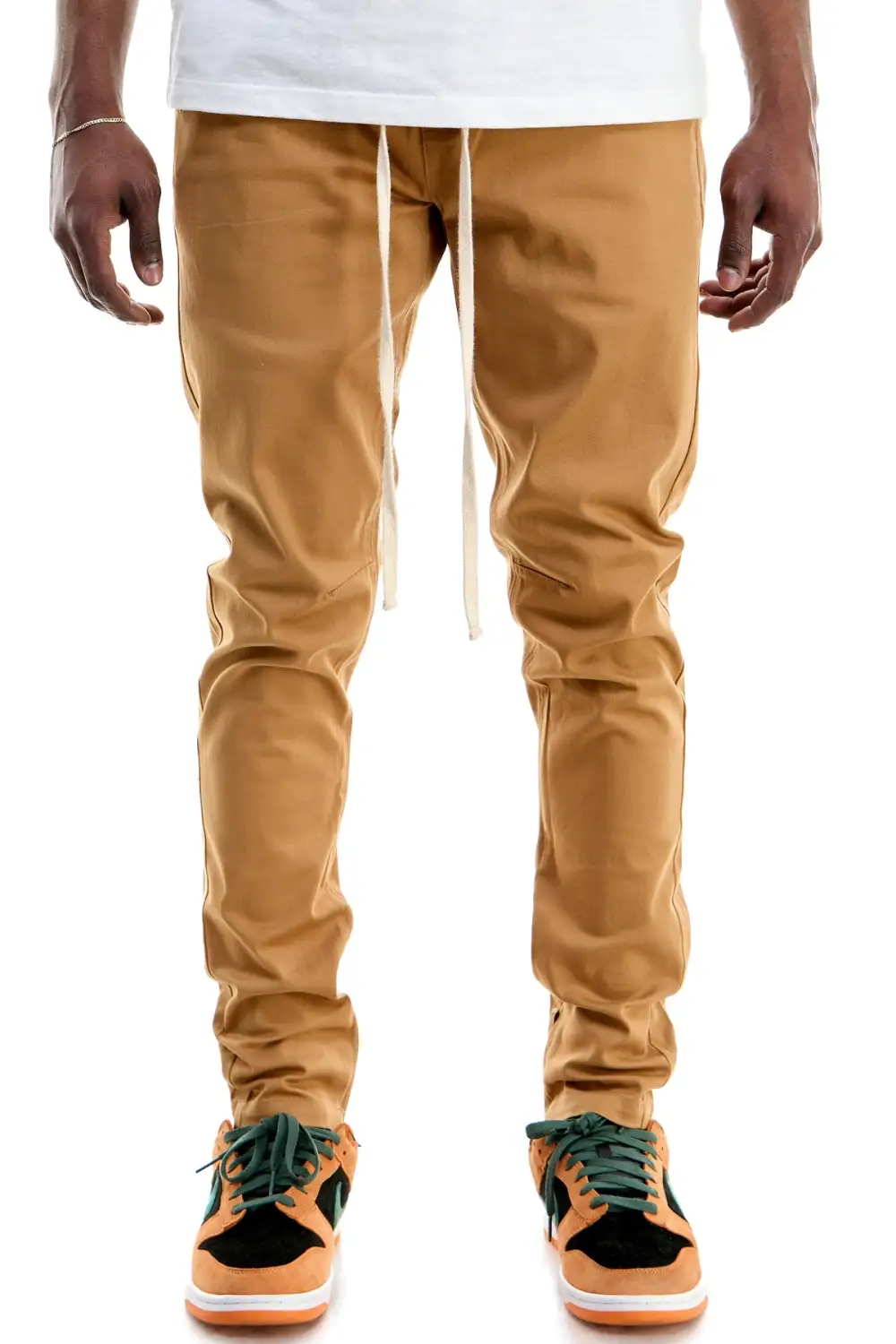 Men's Clean Skinny Raw Hem Zip Detail Pants