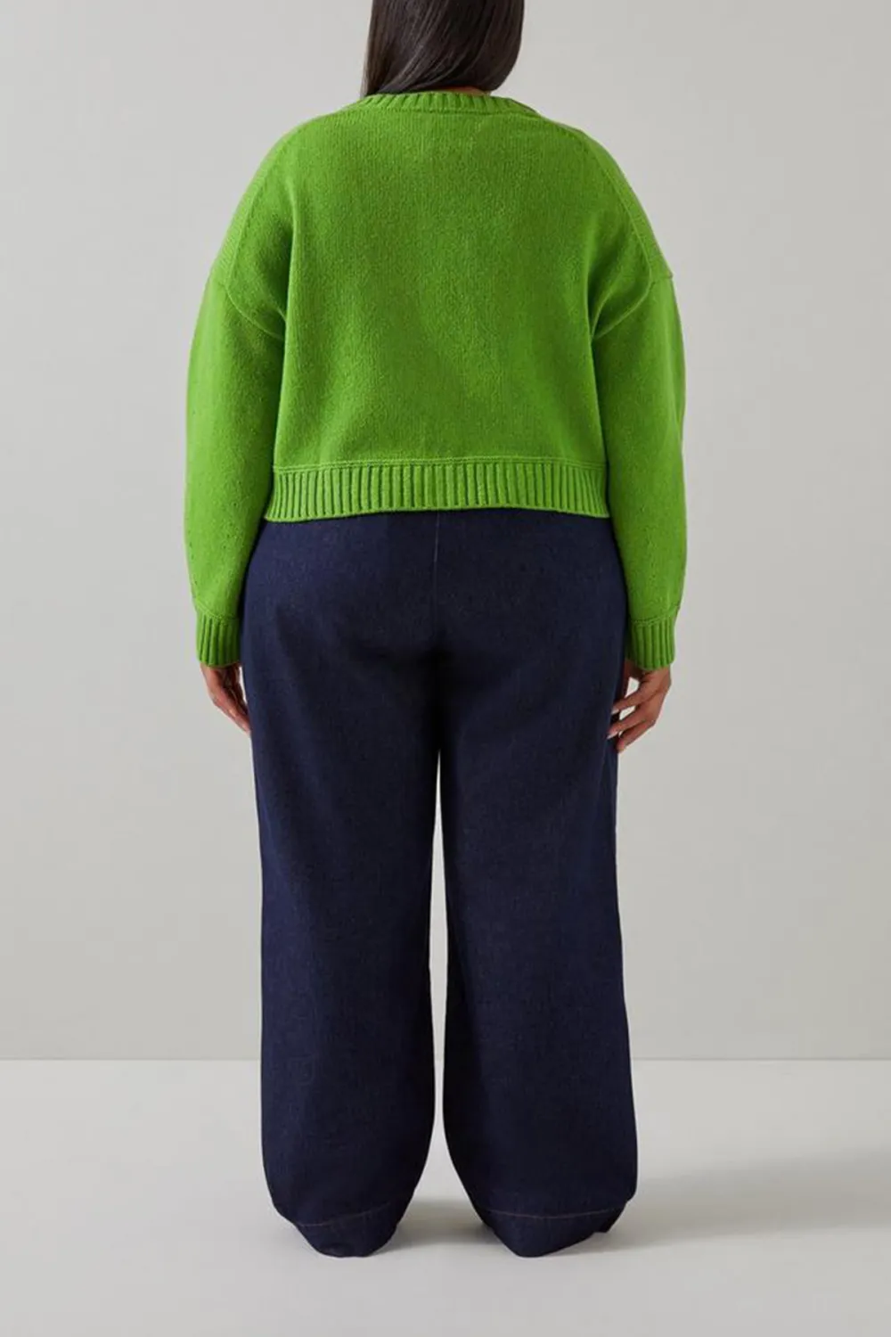 Bright Green Cropped Button Up Knit Cardigan