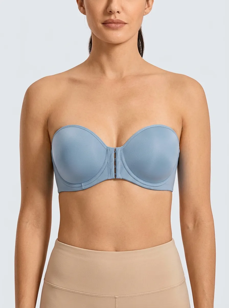 Women's Bandeau-Style Contoured-Cup Front-Closure Strapless Bra