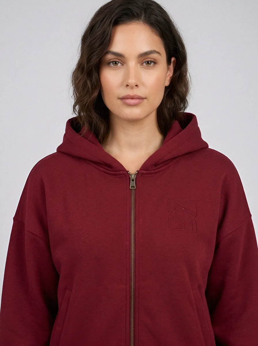 Women's Heather Grey Tapered Joggers Zip-Up Hoodie Jacket & Jogger Set