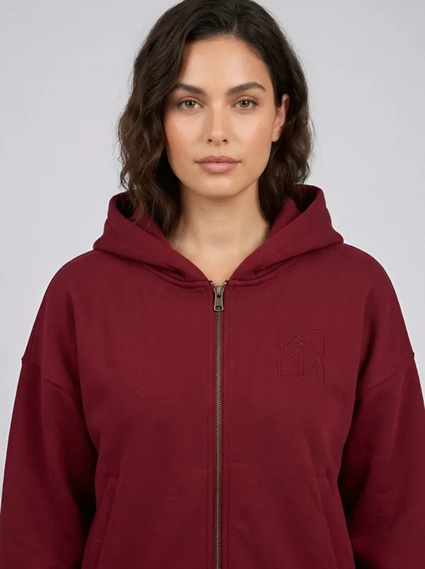 Women's Heather Grey Tapered Joggers Zip-Up Hoodie Jacket & Jogger Set