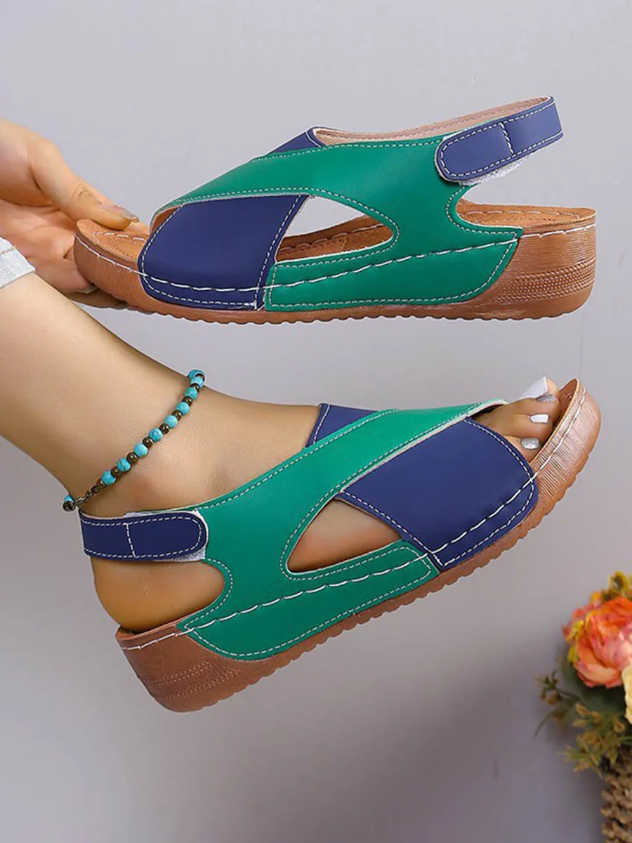 Contrast Cutout Open-Toe Heeled Sandals