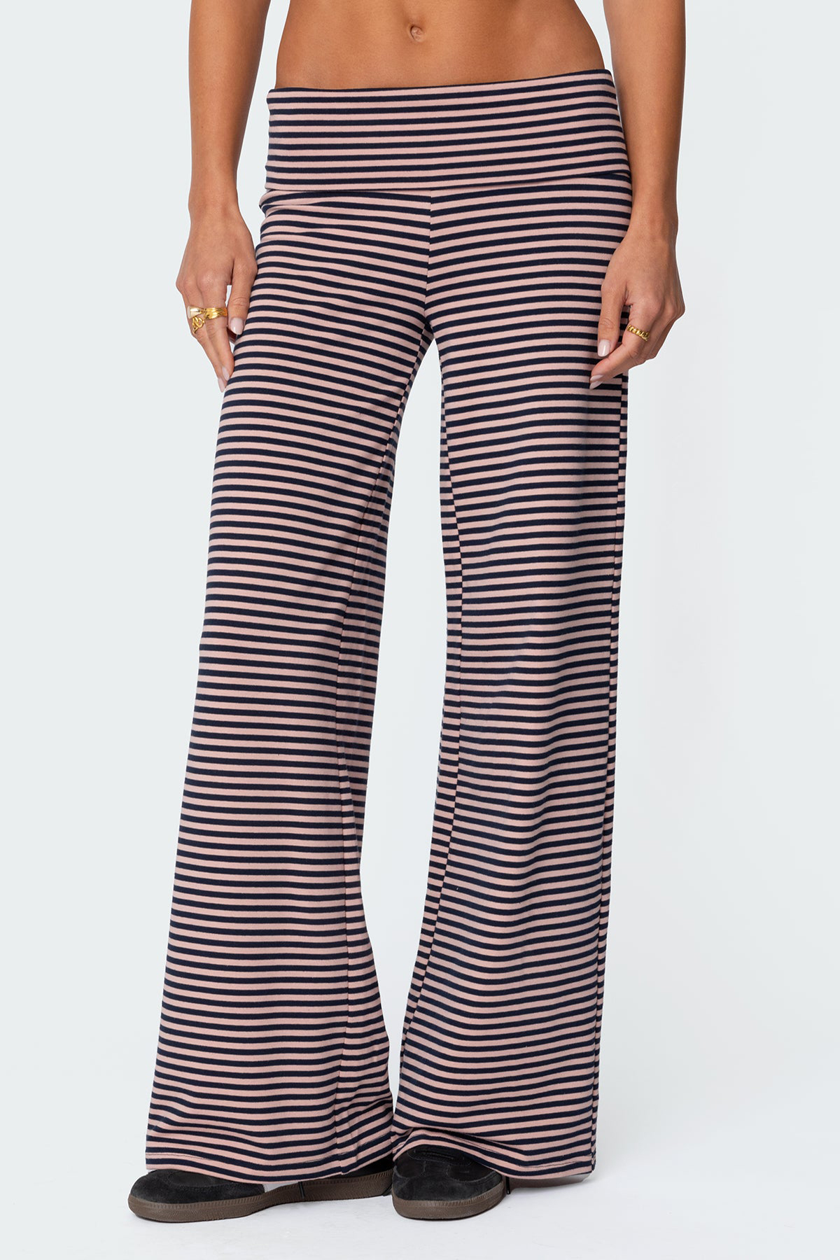 Striped Fold Over Pants