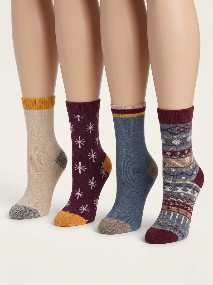 Signature Printed Shape Women's Four Pair Socks