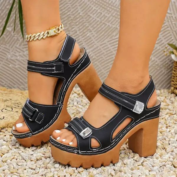 Structured Open Toe Block Heel Sandals