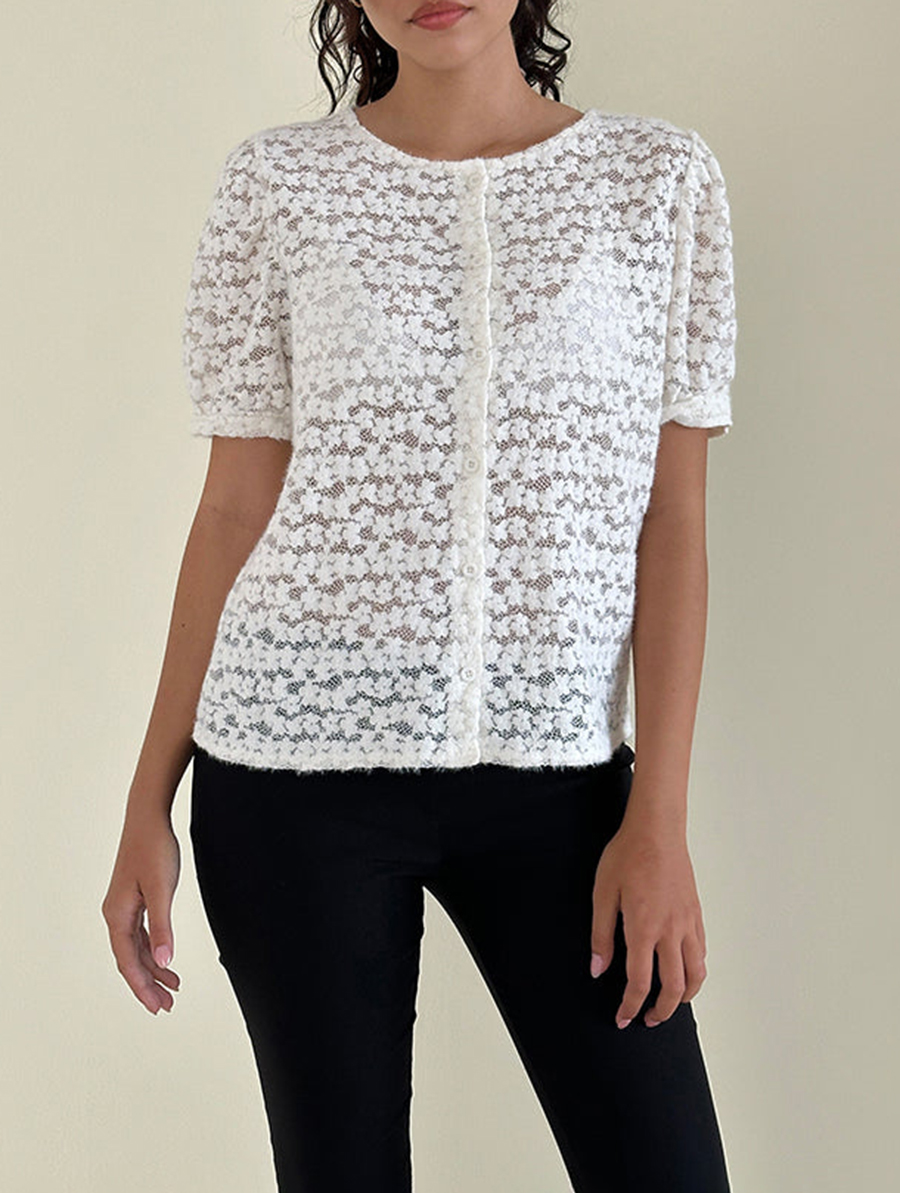 Top in Dahlia Lace Ivory