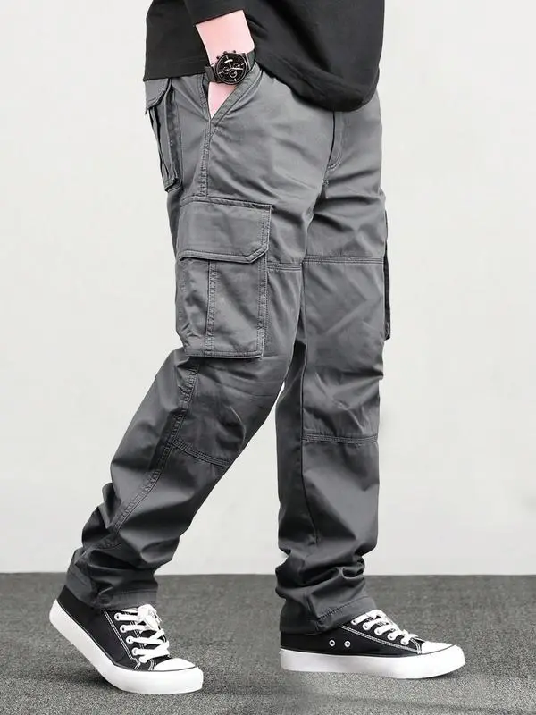 Men's Loose Solid Pocket Cargo Pants