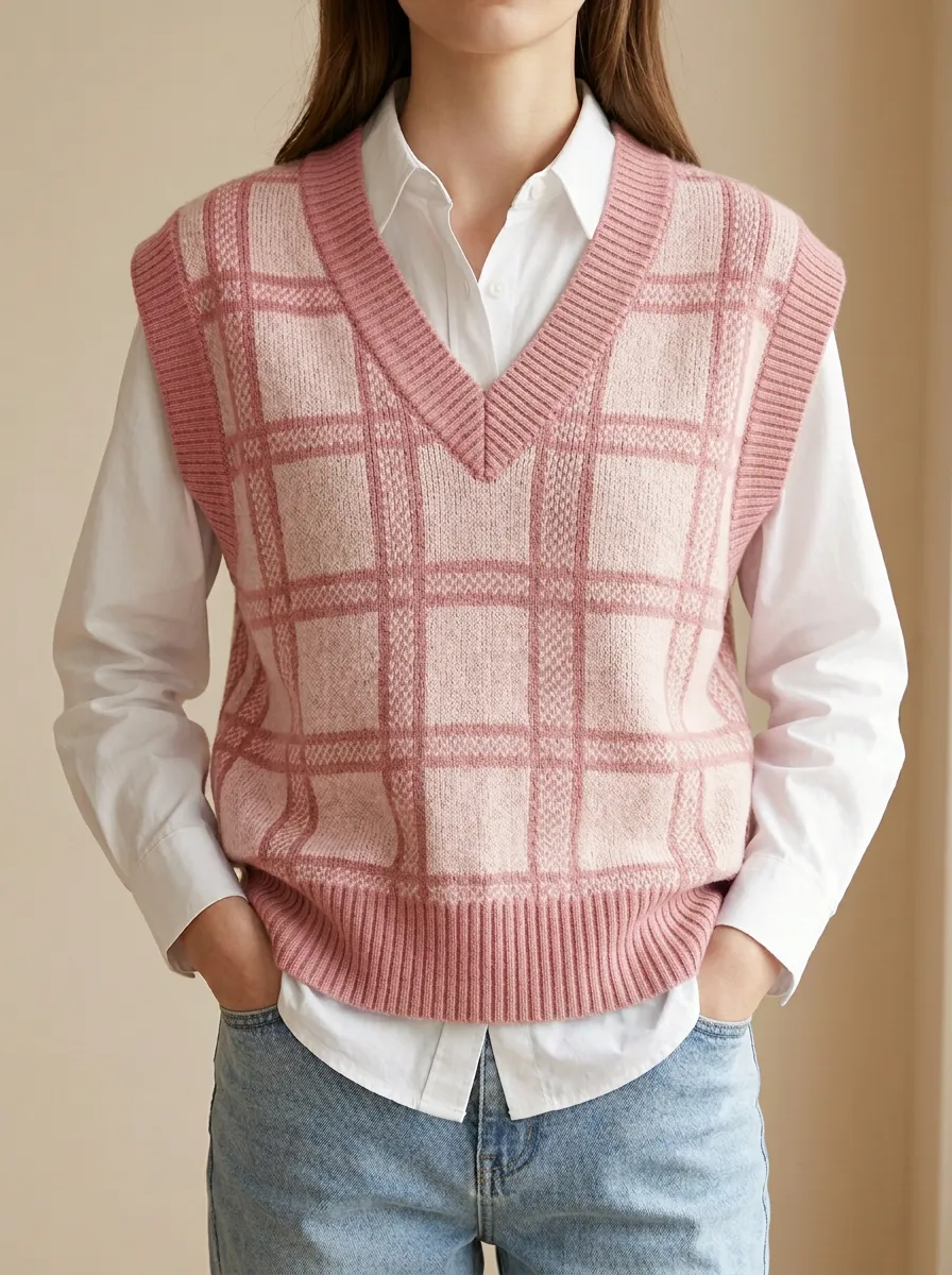 Preppy Plaid Sweater Vest