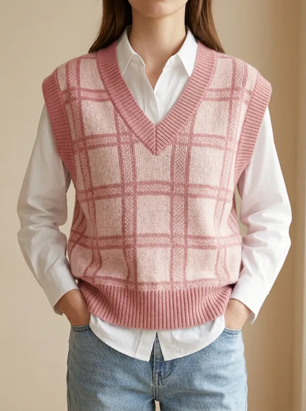 Preppy Plaid Sweater Vest