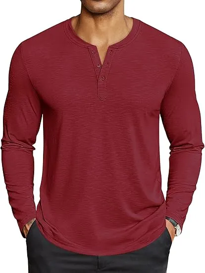 🧍‍♂️ Men’s Henley Long Sleeve Shirt – Lightweight, Soft & Everyday-Ready