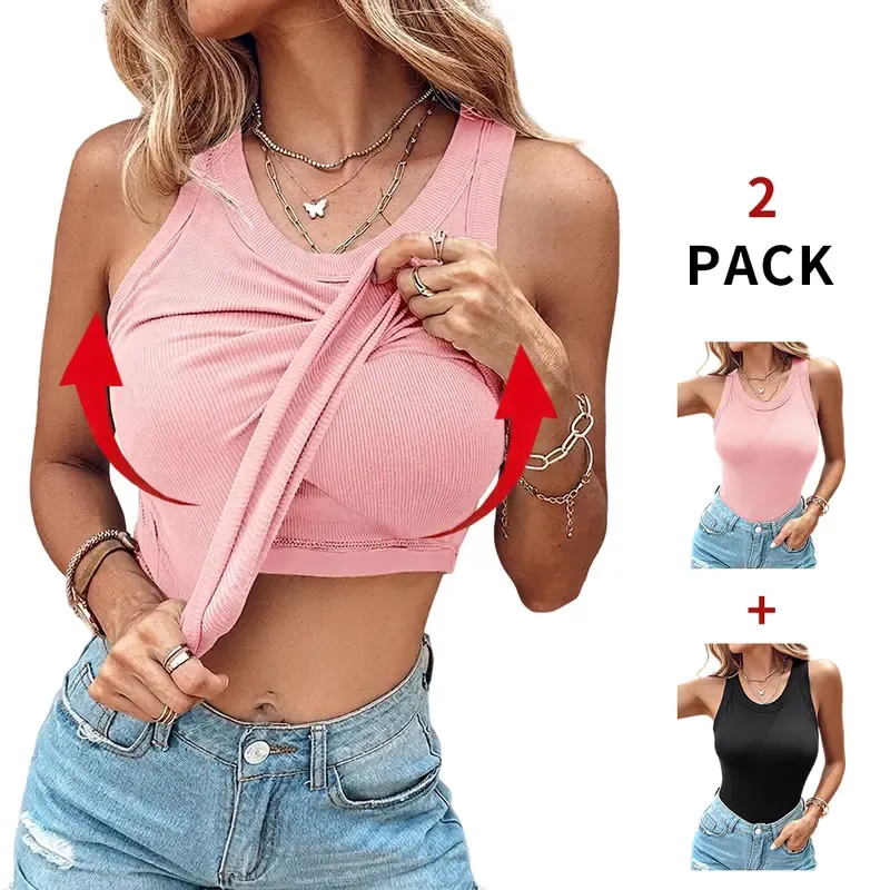 Built-in Bra Tank Top Ribbed Backless Women's Outdoor Top