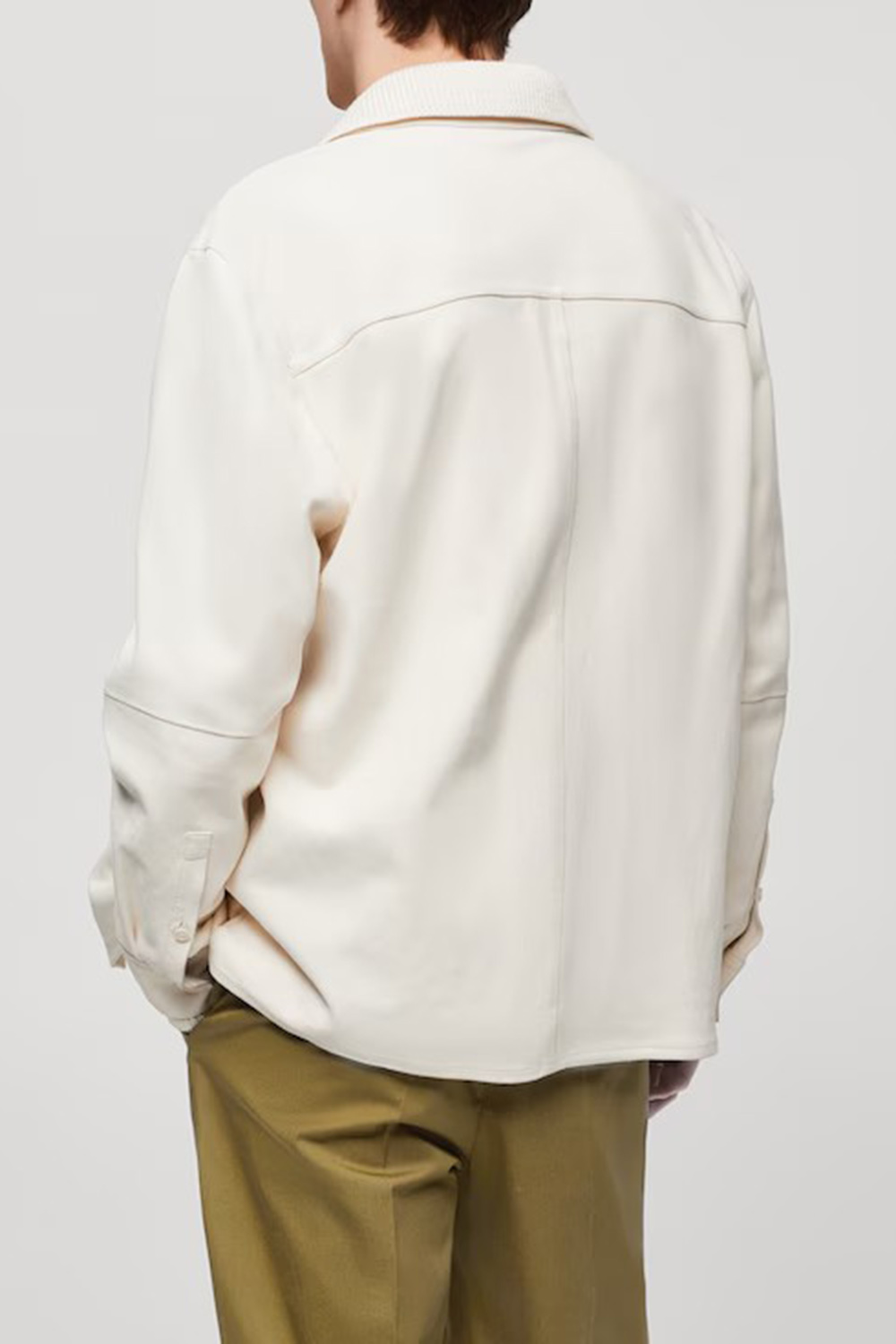 100% Leather Overshirt With Pockets